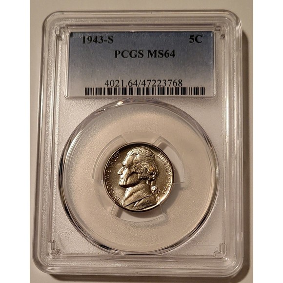 1943 S Jefferson Silver Nickel MS64 PCGS - Picture 1 of 2